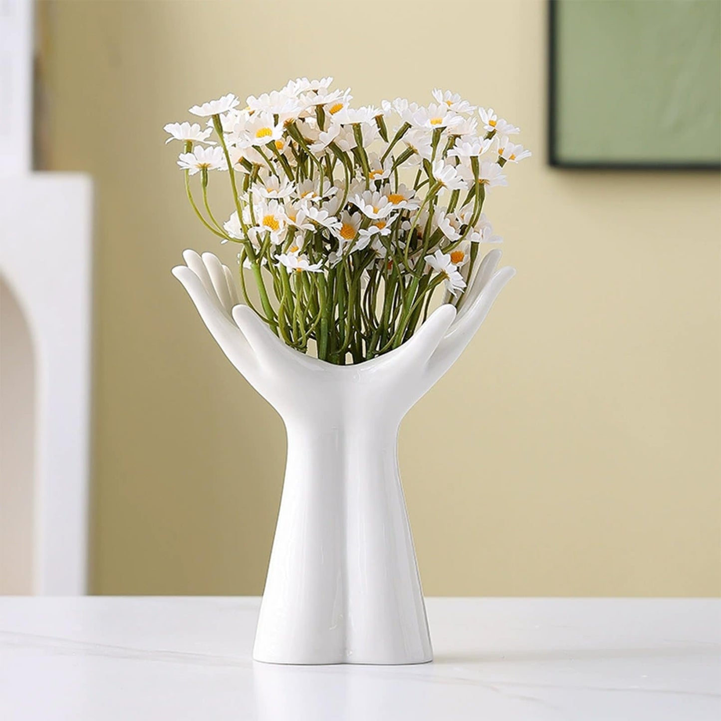 Romehaha Ceramic Hand Vase - Medium Sized Flower Vase for Shelves, Tables & Mantels - Elegant Hand Sculpture for Entryway, Living Room & Bookshelf Decor (Medium)