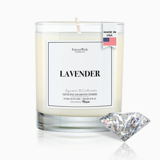 Lavender & Magnolia Surprise Candle with Diamond Inside | Foreverwick Candles | Scented Soy Candles Gifts for Women Aromatherapy Candle Wax | Romance Candles All-Natural Organic Soy Candle 14oz | 70h