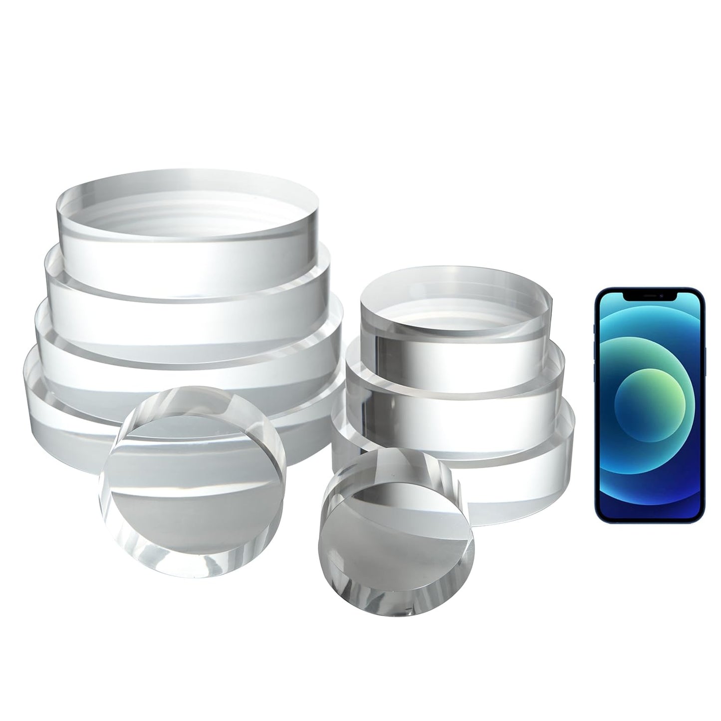 CiaoHER 2in Thickness 5in Diameter Acrylic Disc Display Block Clear Polished Round Pedestal Stand Riser 5" x 2", 1 Pack