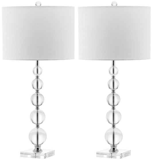 SAFAVIEH Lighting Collection – Set of 2 Liam Stacked Crystal Ball 29-Inch Table Lamps, LED Bulbs Included, Bedroom Living Room Home Office (LIT4112A-SET2)