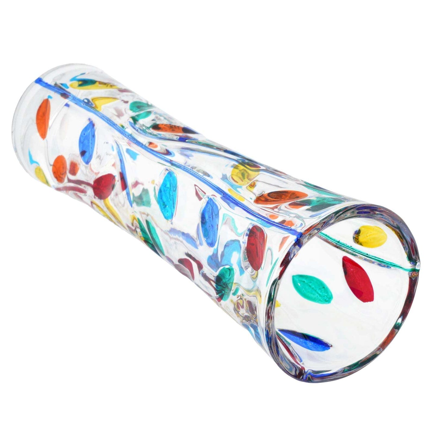 Glass Of Venice Murano Italian Handmade Crystal Flower Vase - Multicolor Tree Leaves Branches Design - Made in Venice, Italy 7-1/2 Inch Tall