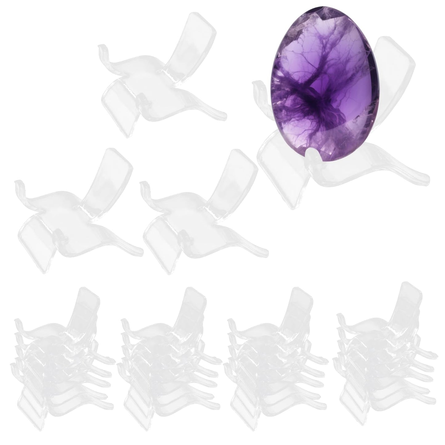 ZOCCVI 24 PCS Rock Display Stand, Clear Acrylic Display Easel Small Holders, Durable Pedestal Stands for Weddings/Home Decoration/Birthdays & Tables(Medium)