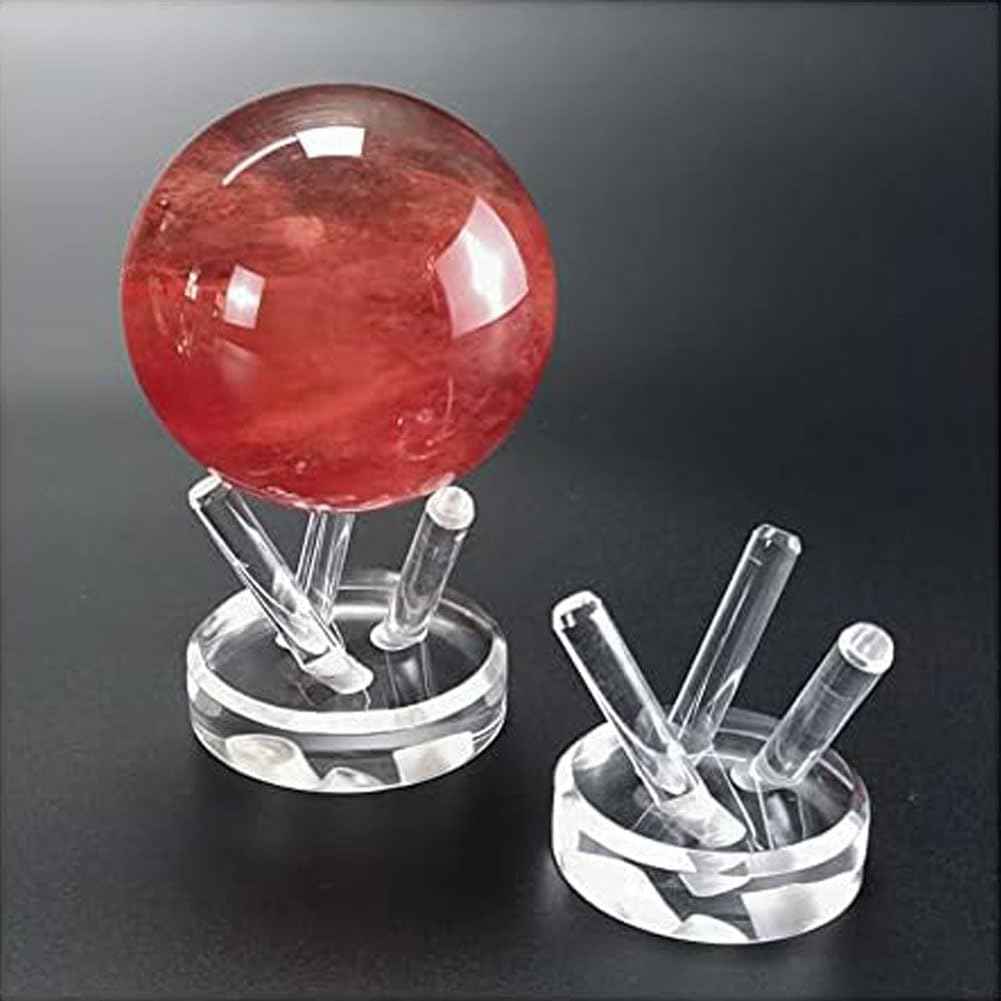 Earssa 2PCS Detachable Clear Acrylic Display Stand, Crystal Glass Ball Stand, Mineral Globe Stand, Small Collectibles Rack Holder (Small-2pcs)