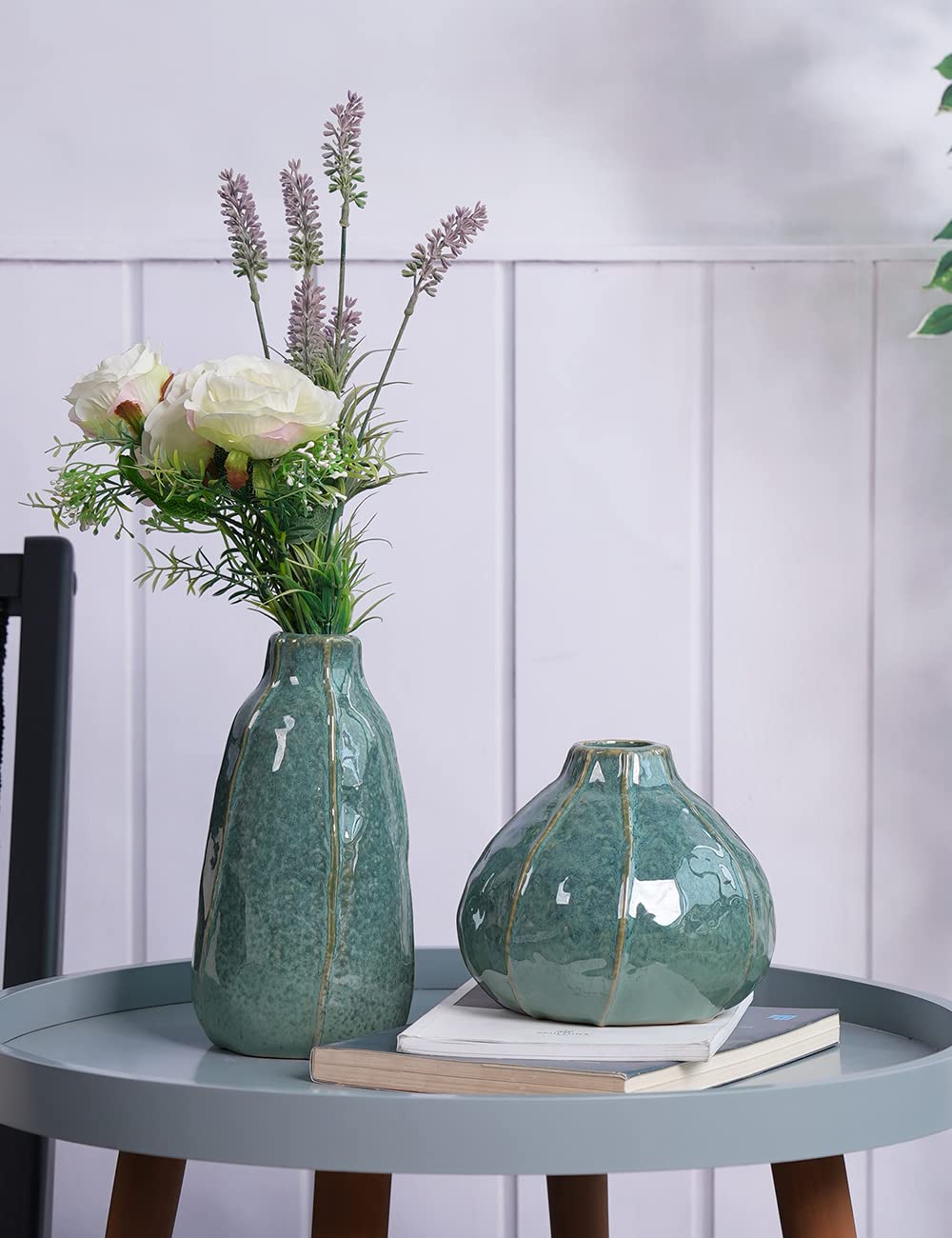 HAUCOZE Ceramic Flower Vase Decorative Sculpture Modern Home Decor Table Centerpiece Gift for Dining Living Room 8.3 Inch