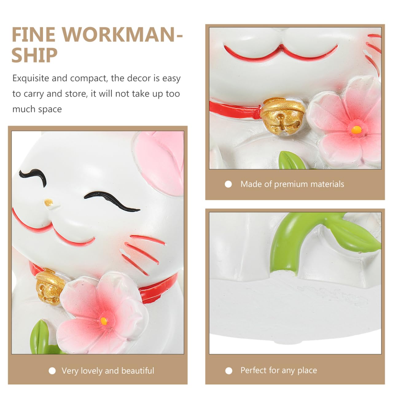 Amosfun Lucky Cat Ornament Resin Figurine 2.28In Cute Desktop Cat Decoration for Home Office Car Japanese Style Lucky Cats Charm
