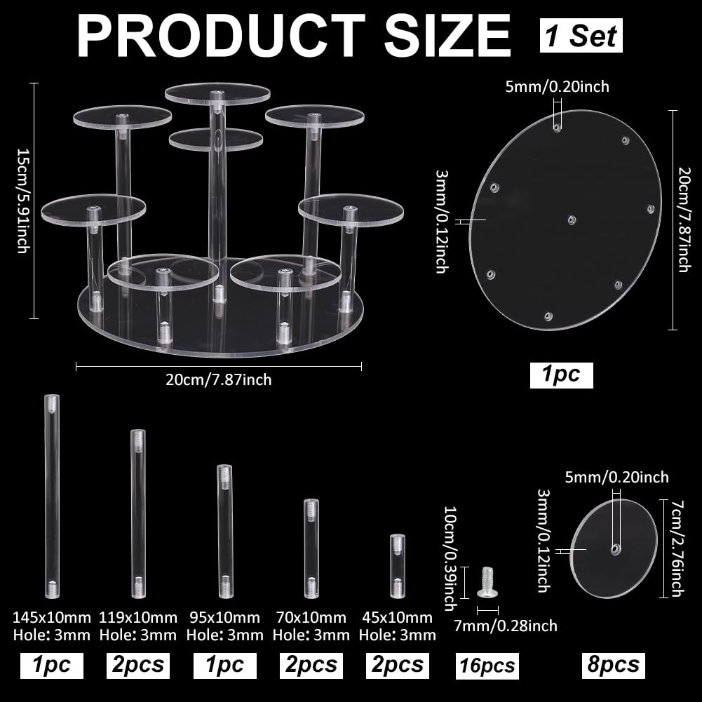 PH PandaHall Acrylic Riser Display Shelf 8-Tier Clear Risers Stand Multilevel Round Acrylic Stands Mini Figure Display Riser Stand Collectibles Organizer Holder for Cupcake Collectibles Christmas