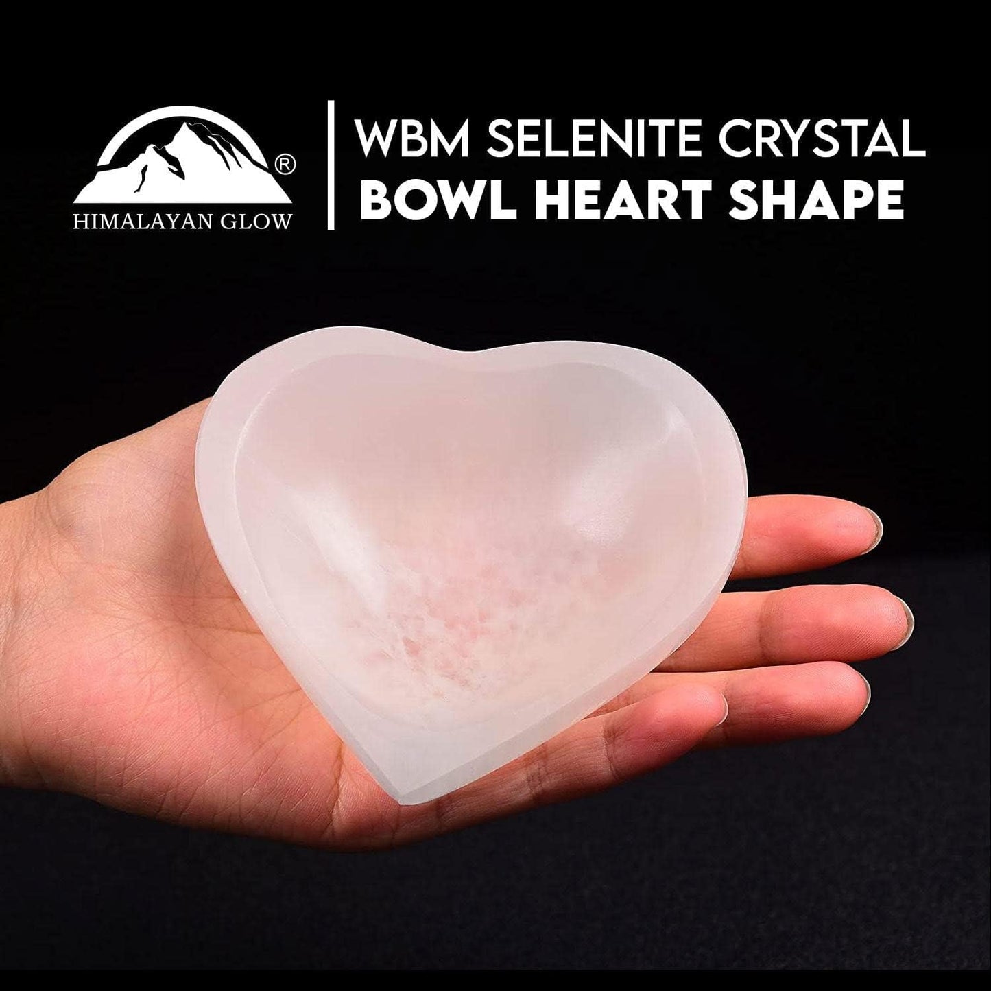 Himalayan Glow Natural Selenite Bowl Heart Shape Selenite Crystal - 10 cm for Reiki Healing Meditation & Decoration, Idle for Gift, Home, Office, White