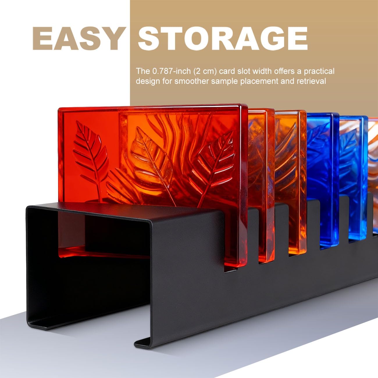 Heavy Duty Tile Sample Organizer & Display Rack, 10-Slot Carbon Steel Small Tile Stand Organizer for Ceramic & Flooring Samples, Countertop Organizer for Retail Stores, Showrooms & Exhibitions