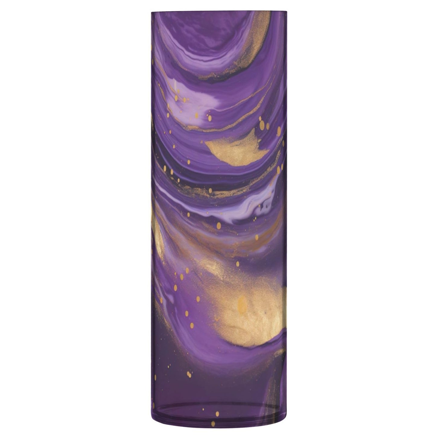 Msyxl Purple Gold Marble Flower Vase 3.9x11.8 in Table Centerpiece Plastic Vase Tabletop Display Bouquet Holder for Home and Wedding Decoration
