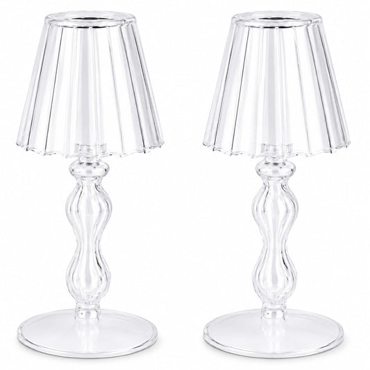 2Pcs Galss Candleholder Sets Tealight Candle Holders Vintage Hurricane Table Lamp Shape Candle Stand Gift for Wedding Dinning Centerpieces Party Supplies Festival Home Decor