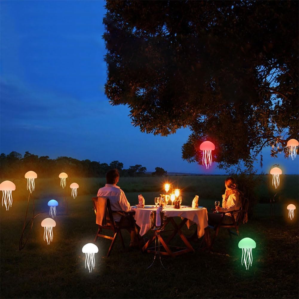 BomKra Jellyfish Lamp, Voice Control Jellyfish Lamp with Dancing Legs, RGB Gradient Jellyfish Bedside Lamp, Rechargeable Jellyfish Table Lamp with Touch Sensor, Christmas Gifts (Hanging + Base)