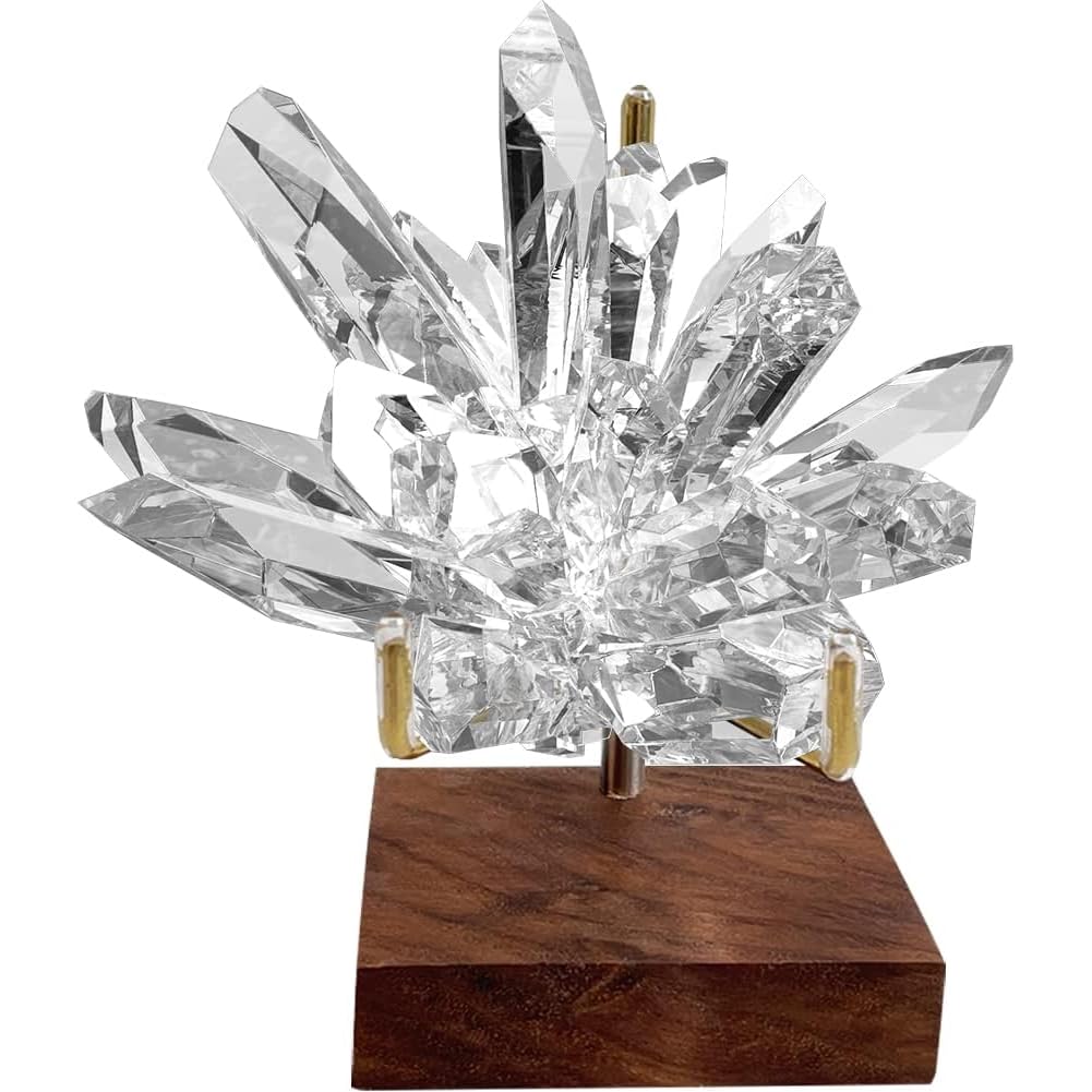 EHERDM Adjustable Brass Crystal Display Stand with Walnut Base Mineral Specimens Display Stand Rock Display Easel Metal Display Holder for Stones Geodes Fossils Spheres Agate Slices L/Tripod