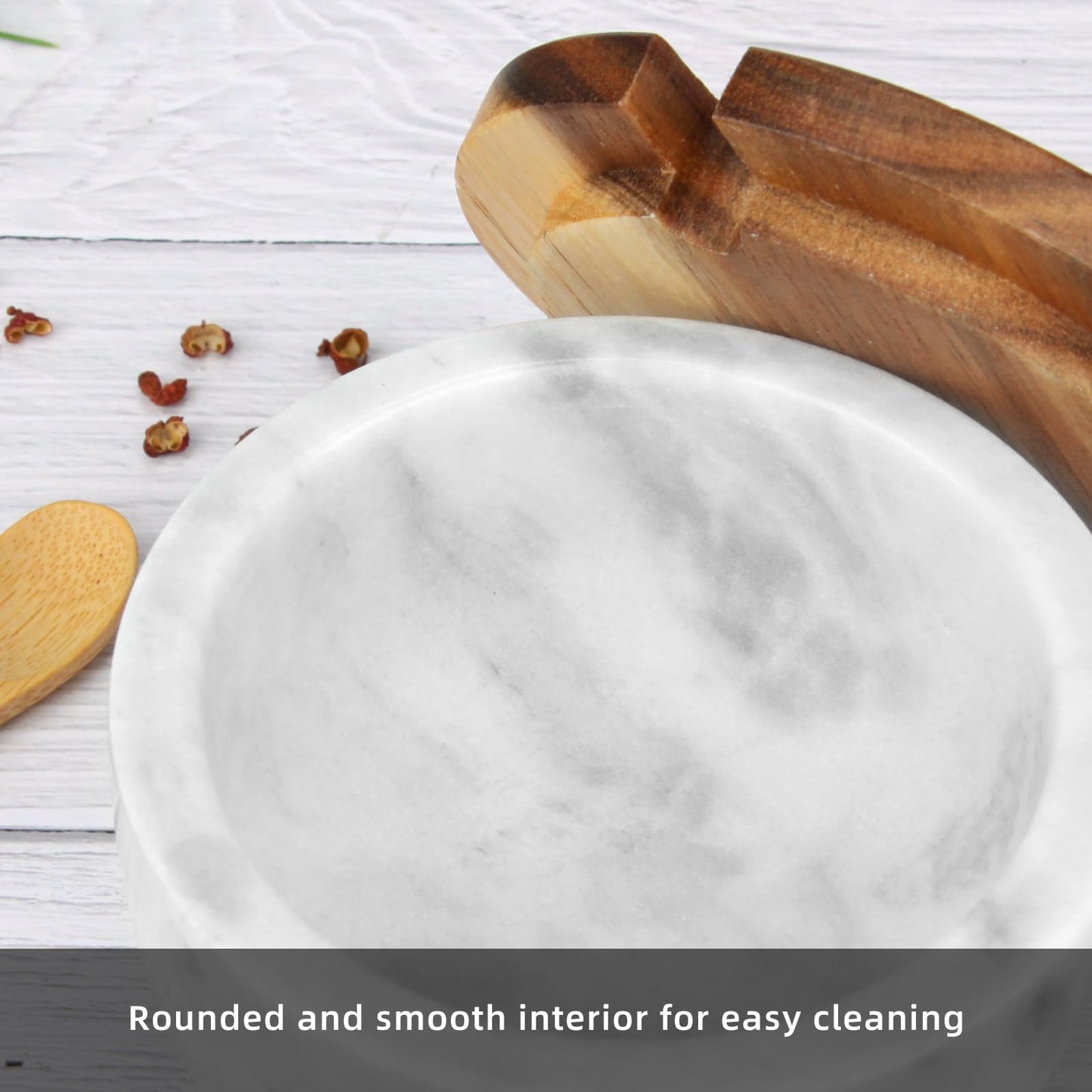 HESHIBI Salt Cellar Box with Lid & Spoon, Modern White Stone Salt or Pepper Sugar Spice Seasoning Bowl Container Jar Holder Well Keeper Dish Pig Crock for Kitchen (White Grey Marble Bowl)