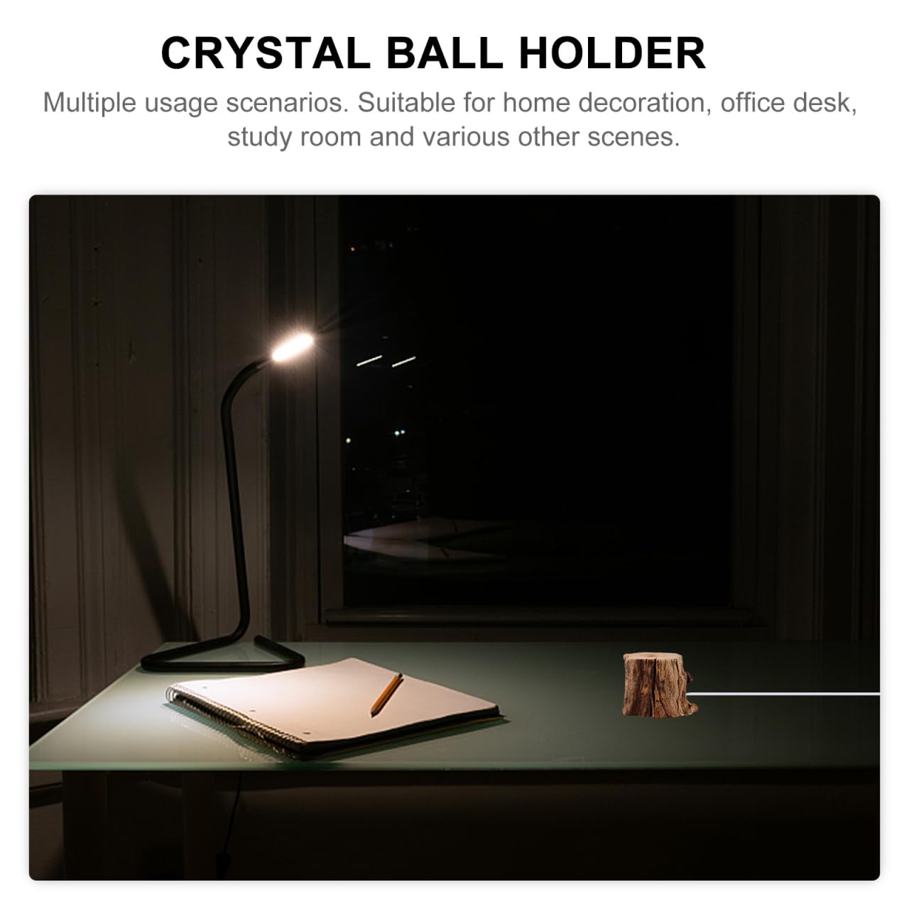 ARTIBETTER Tree Stump Led Light Ornament with Wooden Crystal Ball Stand Usb Night Light 3.54 Inch Lighted Crystal Sphere Base for Home Office Desk Decoration
