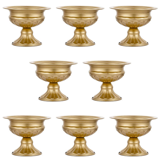 QUTUNI 8Pcs Gold Compote Vases for Centerpieces, 4.7in Small Flower Vases