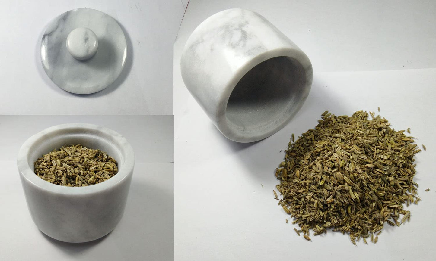Yepmlrt Marble Salt Cellar with Lid, Salt Holder Storage Container for Counter（ White）
