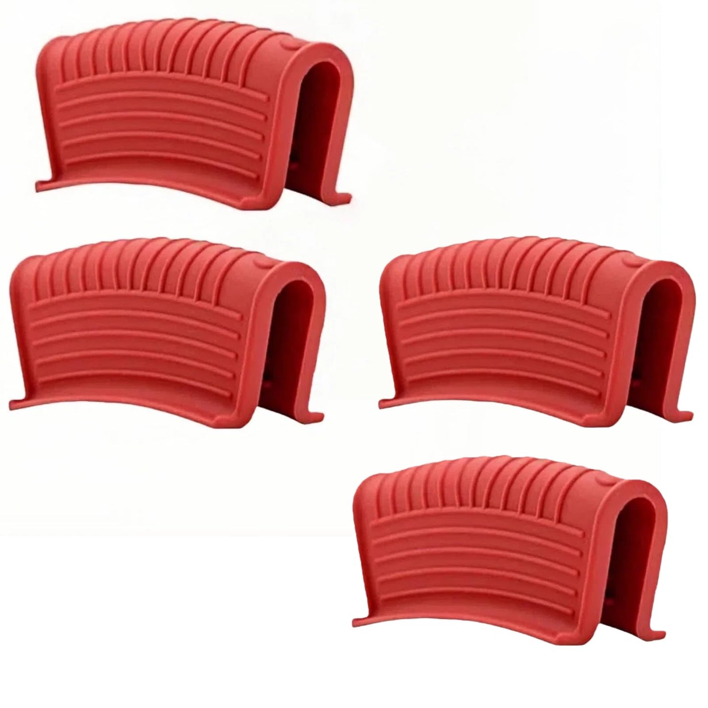Geettcaifu 4 Pcs Silicone Assist Hot Pan Handle Holder, Hot Skillet Handle Covers, Pot Holder Sleeve, Non-Slip Heat Resistant Pan Grip Cover for Cast Iron Woks Frying Pans Griddles Casserole - Red