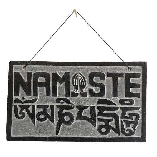 14cm / 5.5'' Fair Trade Nepalese Stone Om Sign namaste stone sign om padme welcome door hanger buddhist