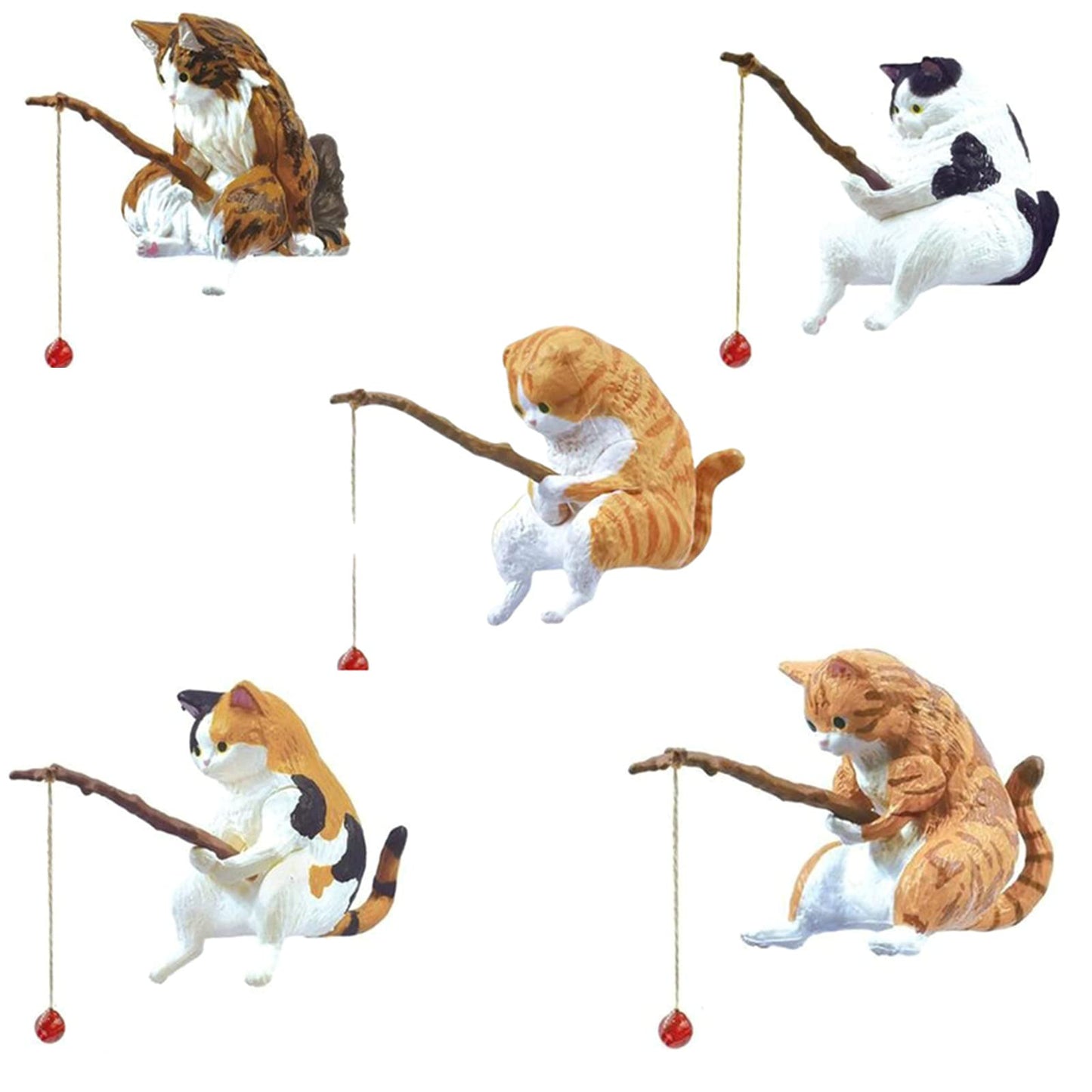 Asukohu Miniature Fishing Cat Aquarium Decor Mini Animal Figurine Statue Aquarium Animal Decorations Small Fishing Cat Miniature Figurines Set for Freshwater Saltwater Fish Tanks Decor