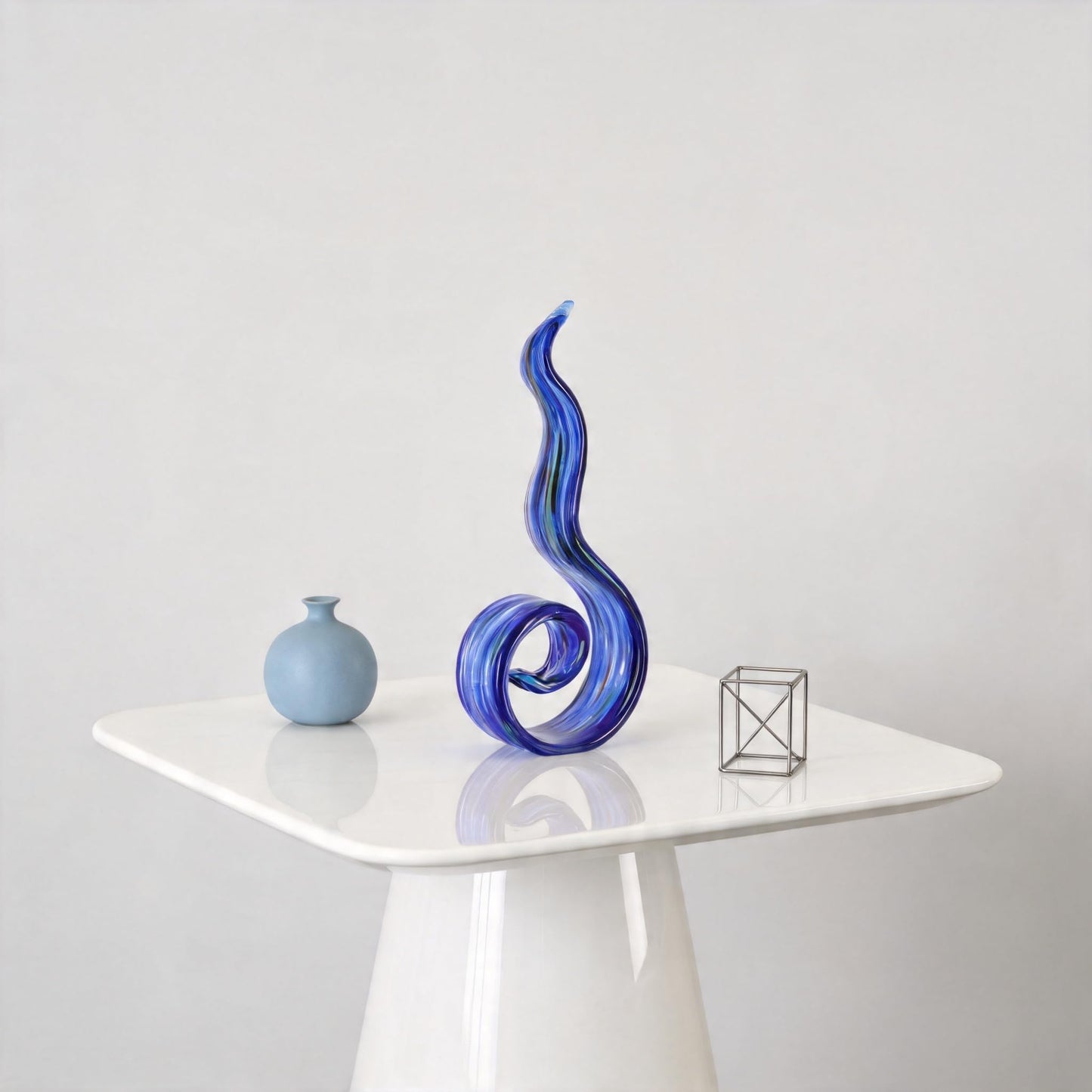 DOVDOV Hand Blown Glass Sculptures, Abstract Glass Figurines, Blue Glass Art Decorations Perfect for Decorating Coffee Tables, TV Stands, vanities, entryways, Offices, and Bookshelves.