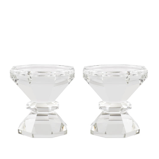 Marvala Crystal Candle Holders, Pillar Candlestick Set of 2, Modern Elegant Tall Crystal Candlesticks for Wedding Centerpieces, Christmas, Dining Table, Home, Party Decor