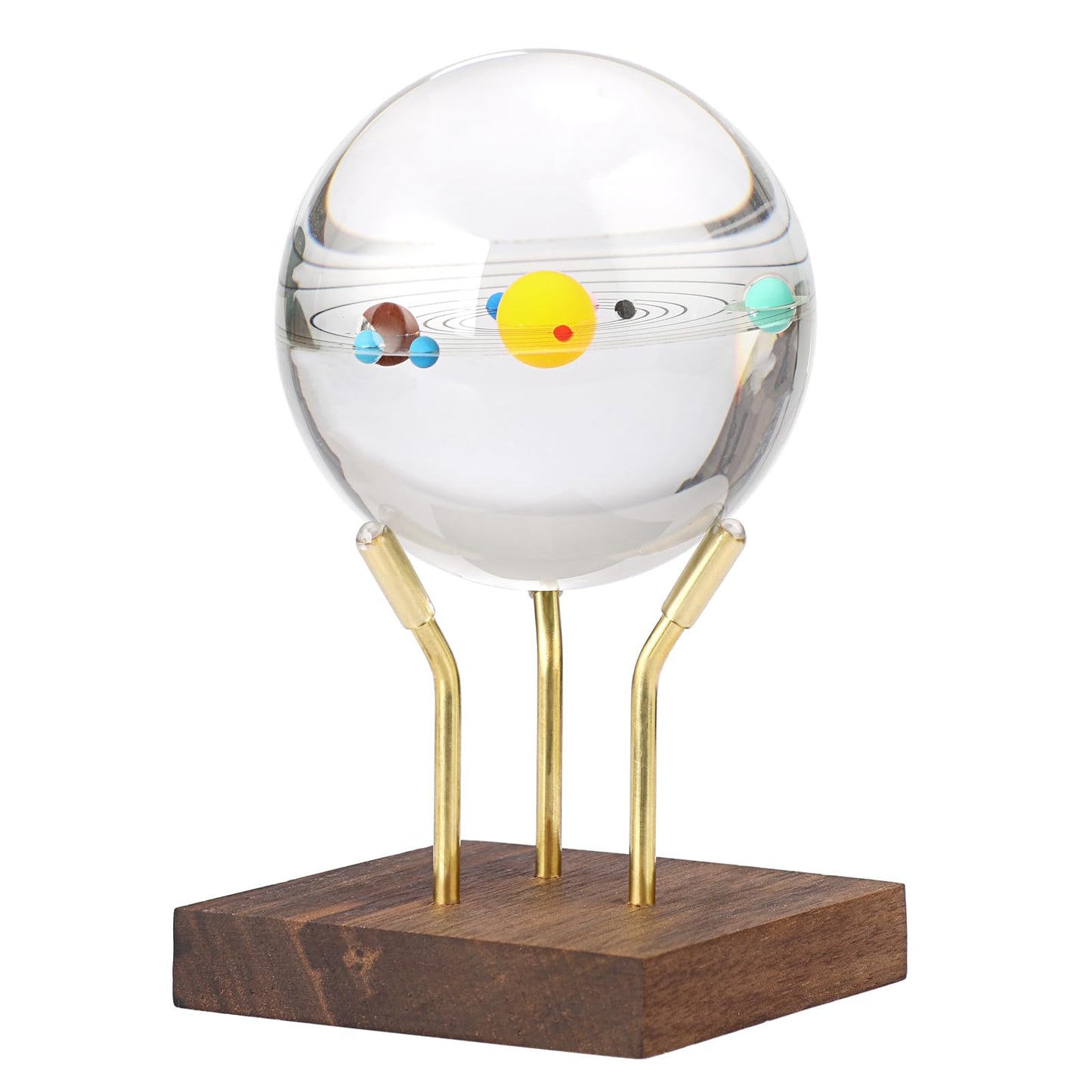 Hipiwe Gold Metal Arm Display Stand Decorative Ball Stand Easel with Wooden Base Rock Display Stand for Sphere Crystal Ball Eggs Mineral Geodes Rock Seashell, X- Large