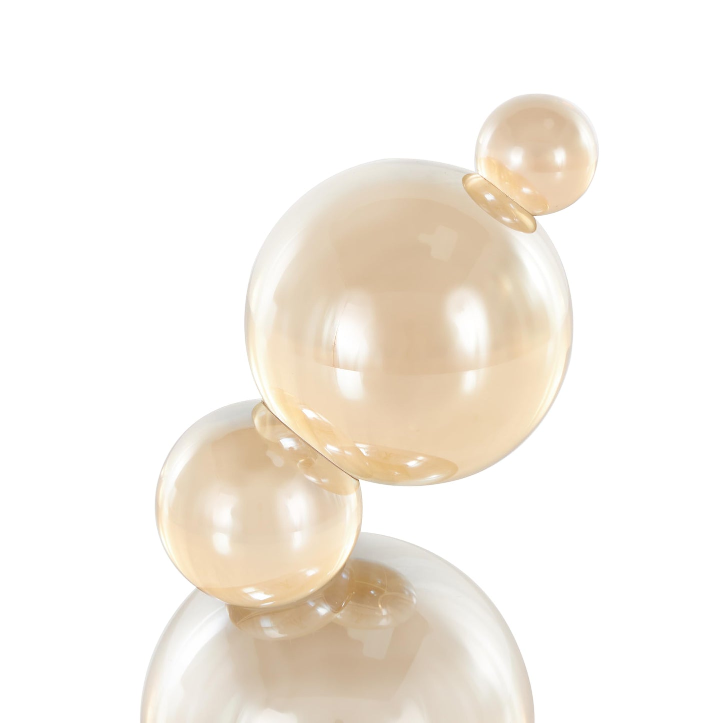 Deco 79 Glass Abstract Decorative Sculpture Stacked Orbs Home Decor Statue, Accent Figurine 4" x 4" x 8", Beige