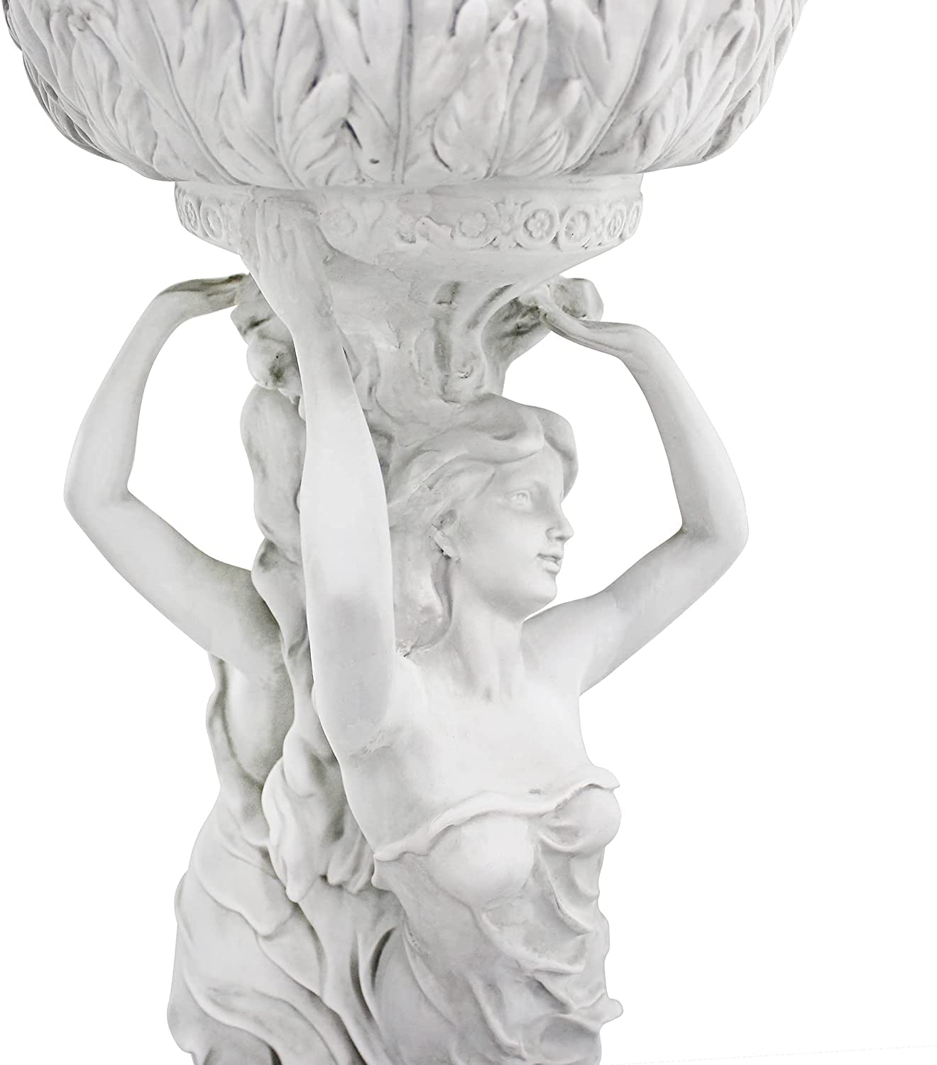 Design Toscano Les Filles Joyeuses Dancing Maidens Pedestal Column Plant Stand with Urn, 36 Inch Tall, Cast Stone Resin, Antique Stone Finish