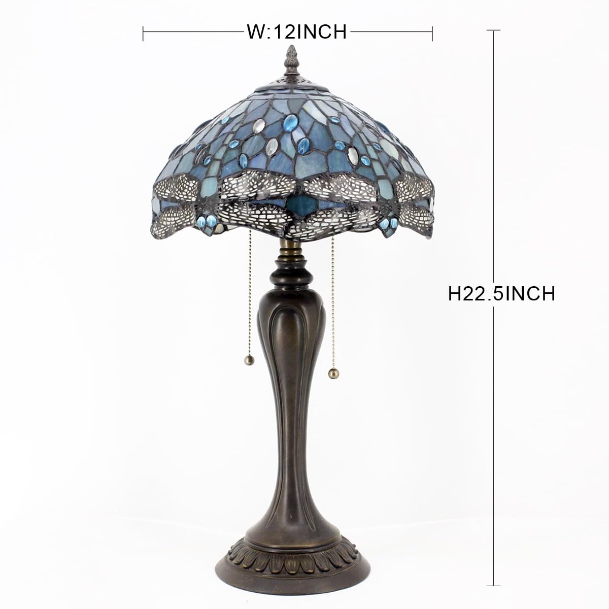 WERFACTORY Tiffany Table Lamp Stained Glass Bedside Lamp Desk Reading Light
