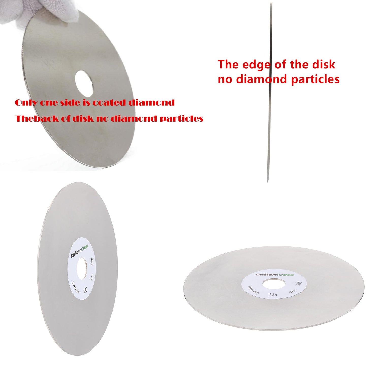 ChilternCasa 5 Inch Diamond Flat Lap Disc,Grinding Wheel 5" × 5/8" Arbor Hole Sanding Discs for Tile,Tungsten,Rock - 3000 Grit