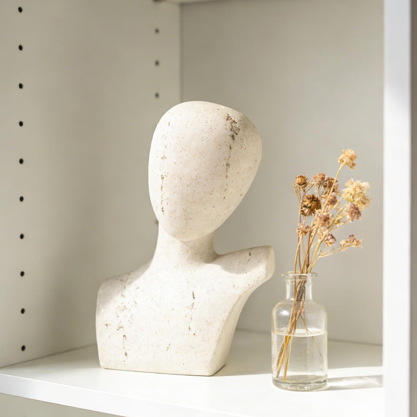 Large Size Abstract Home Decor Living Room Coffee Table Decor, No Face Thinker Statue Accents for Shelf, Modern White Textured Art Statue, Resin Sculpture Figurines for Bookshelf Desk Bedroom Office