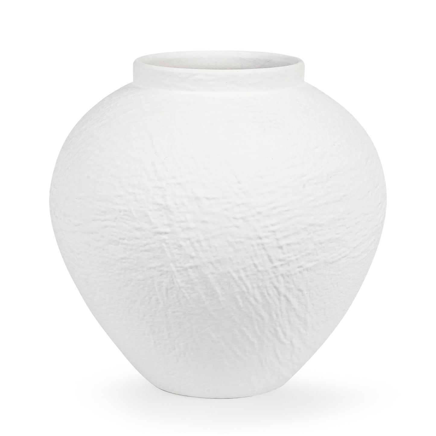 Stone Textured Ceramic Vase, Wabi‑Sabi Minimalist White Flower Vase, Rustic Decorative Centerpiece for Farmhouse, Living Room, Shelf, Dining Table Home Decor