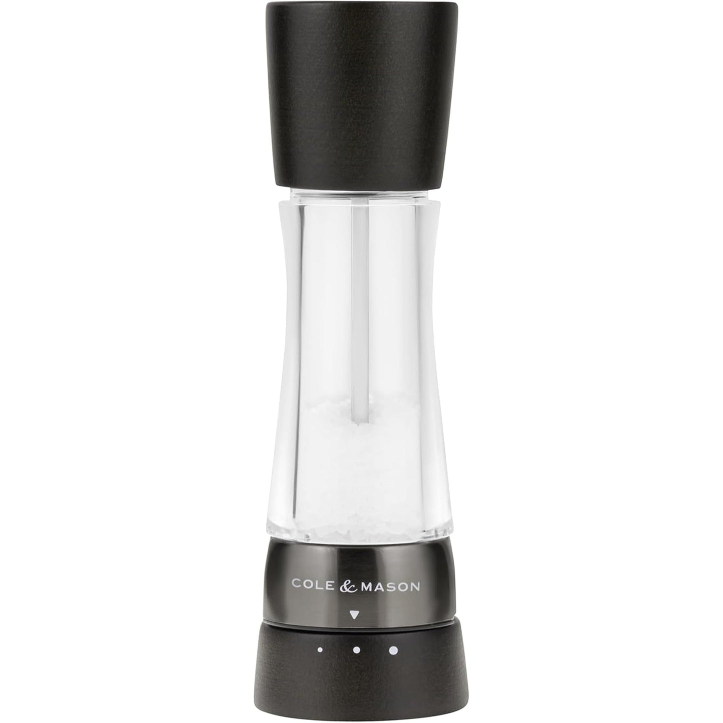 Cole & Mason Derwent Salt Mill - Gourmet Precision Salt Grinder - Refillable Seasoning and Spice Tools - Adjustable Seat, Himalayan and Kosher Salt Grinder Settings - Dark Wood