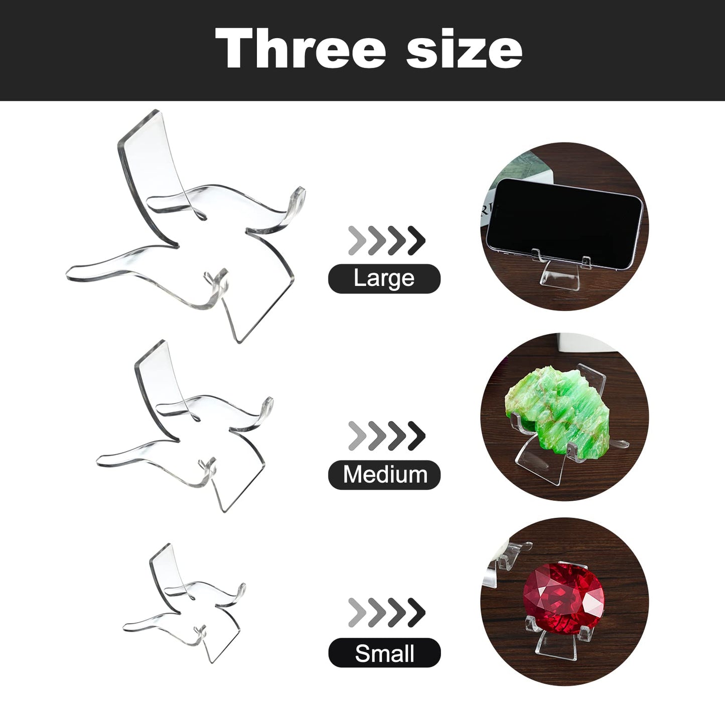 (24 PCS）Display Stand,Acrylic Rock Display stands,Clear Display Easel Stands Pedestal for Crystal Geodes Rock Mineral Agate Fossil Coral crystal/gemstone Small Collectibles Display Stands (Large)