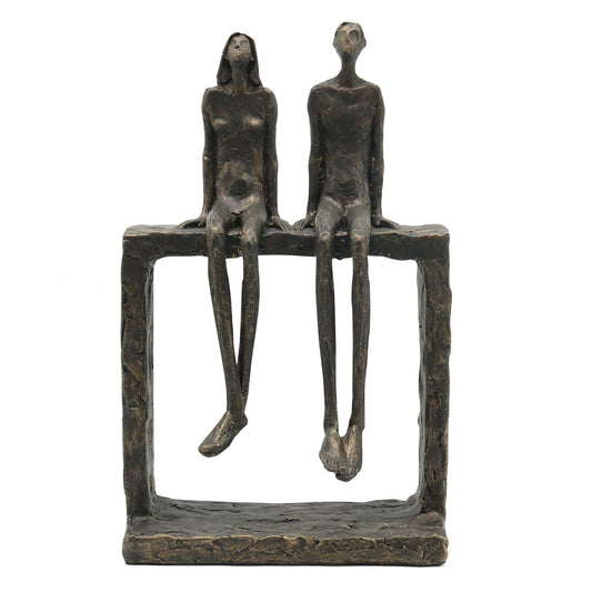Lukitas Abstract Couple Statue Home Decor - Handcrafted Decorative Ornament for Living Room Office, Bronze Color, Resin