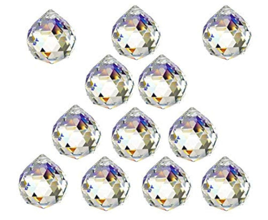 12 Pcs Crystal Ball Prism Suncatcher Rainbow Pendants Maker, 30mm Clear Glass Crystal Ball Prism,Hanging Crystals Prisms for Windows,for Feng Shui,for Home,Office,Garden Decoration