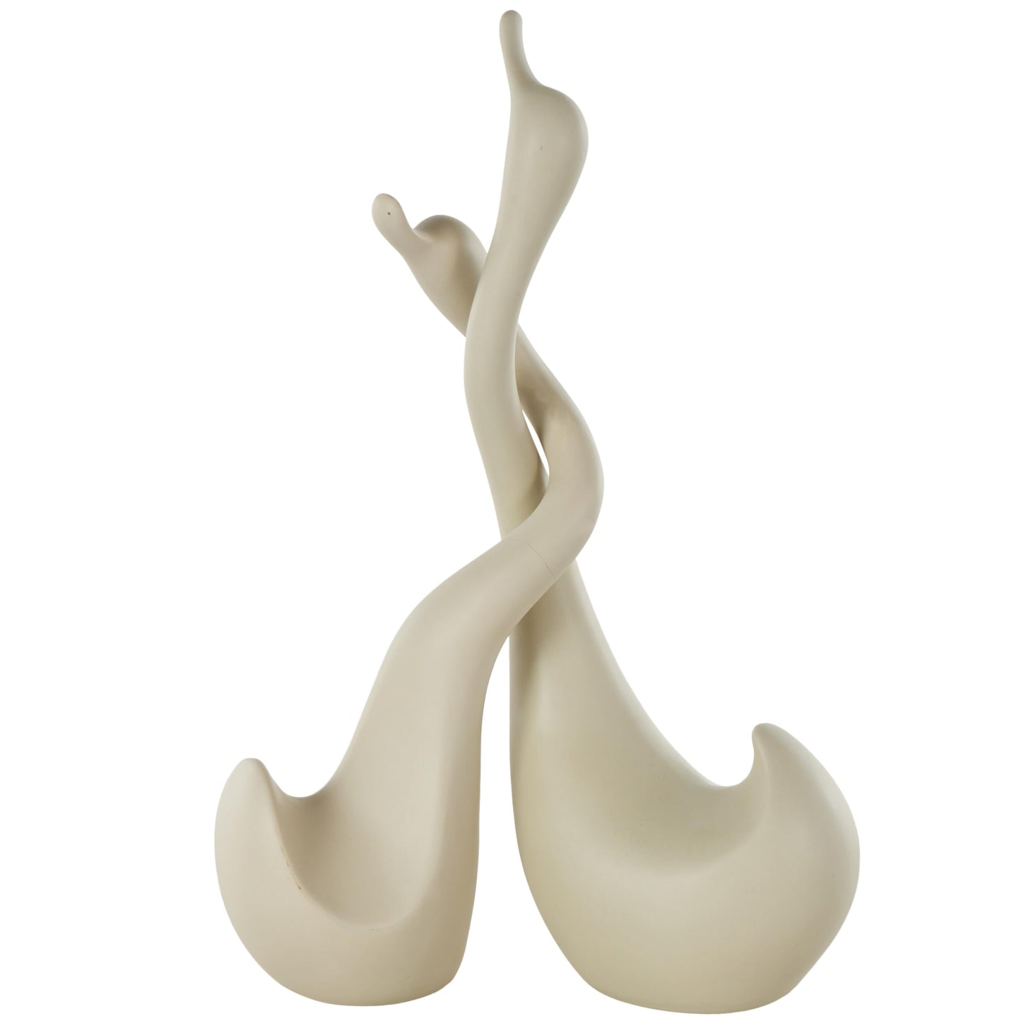 Deco 79 Ceramic Swan Decorative Sculpture Intertwined Home Decor Statues, Set of 2 Accent Figurines 17", 14" H, Beige