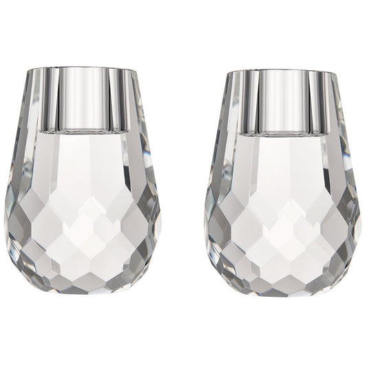 Donoucls Crystal Candle Holder Honeycomb Designed Hand Cut Crystal Household Taper Candlesticks Banquet Decorations for Dinner 2.4x3.2Inches Pack of 2, Clear
