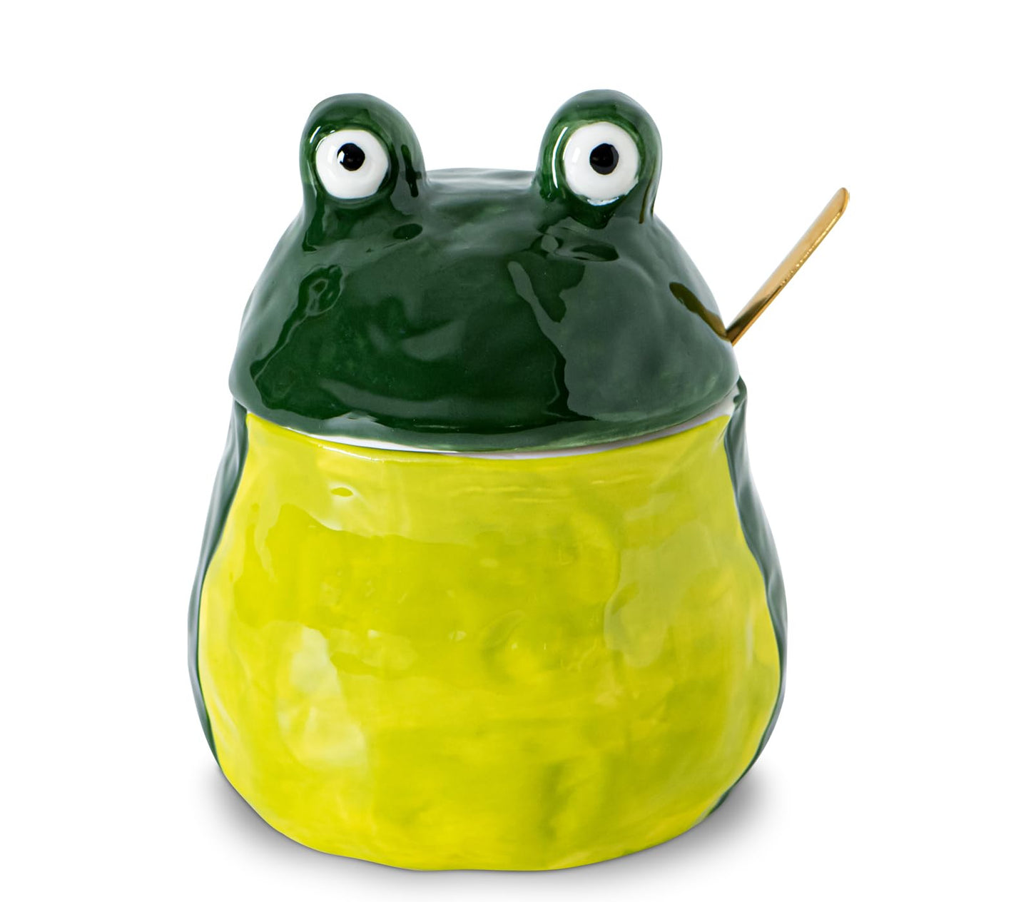 dgudgu Frog Salt Cellar With Lid And Spoon Ceramic Salt Container Green Salt Box Cute Salt Containers For Countertop– Elegant Salt Holder For Countertop