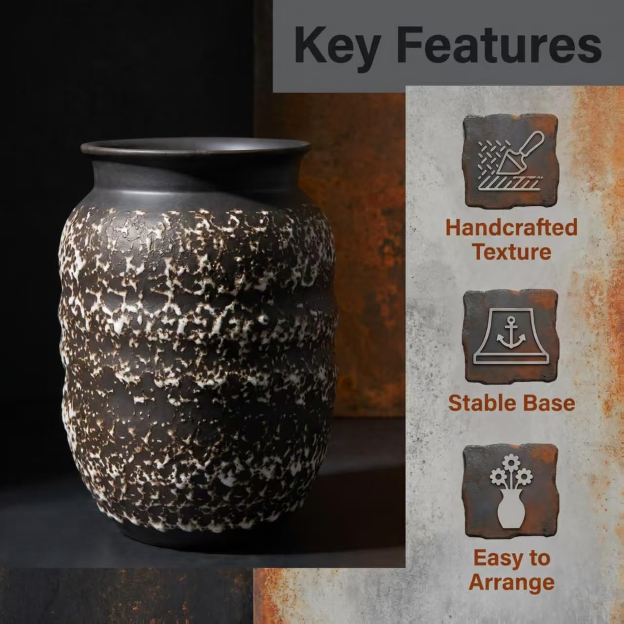 ZgdLScyF 8 Inch Handcrafted Rustic Ceramic Flower Vase