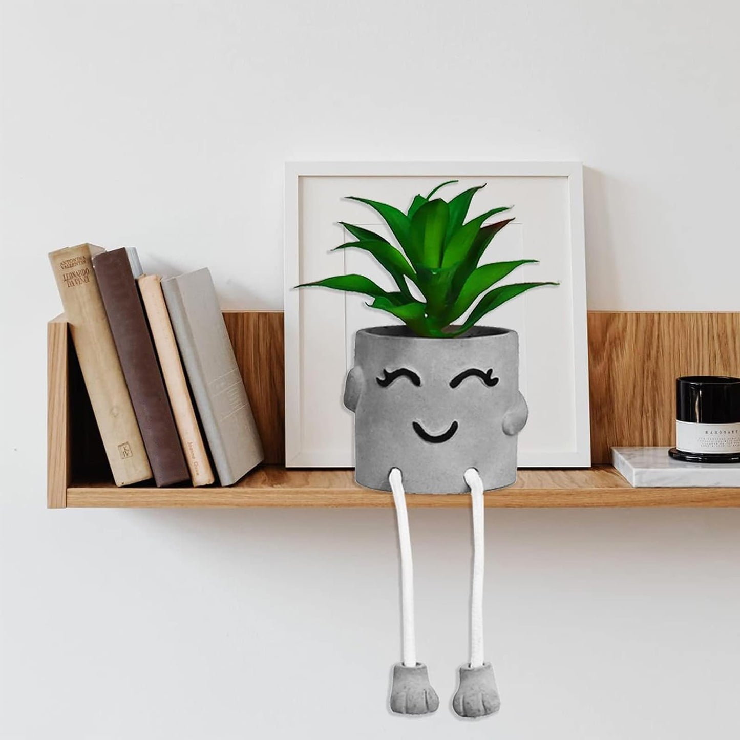 Zerzsy Artifical Succulent Plants in Cement Pots, Small Fake Plants for Office Decorations, Mini Faux Succulents Flowers for Home Desk Shelf Decor-Set of 3