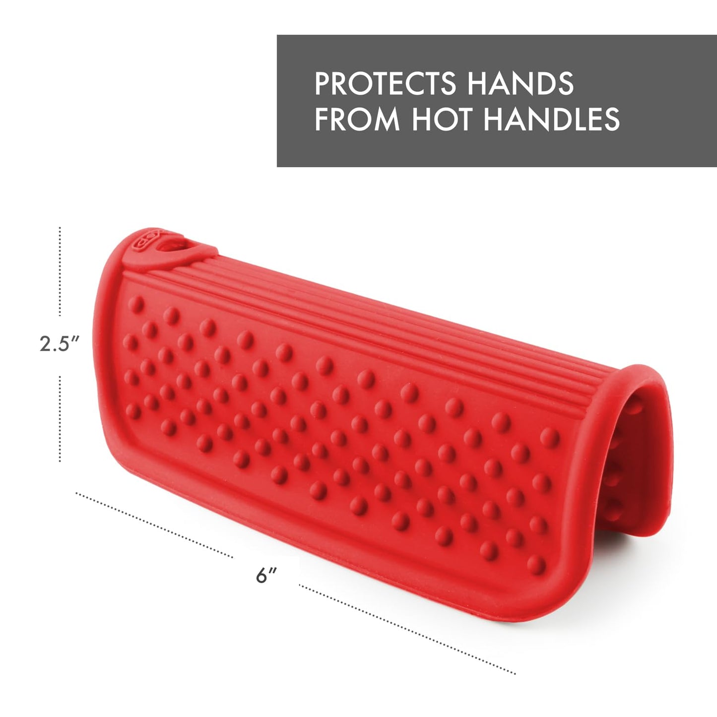 Dexas Silicone Pot Handle Holder, Heat Resistant Non Slip Grip for Hot Cookware Handles, Dishwasher Safe Kitchen Accessory, Red