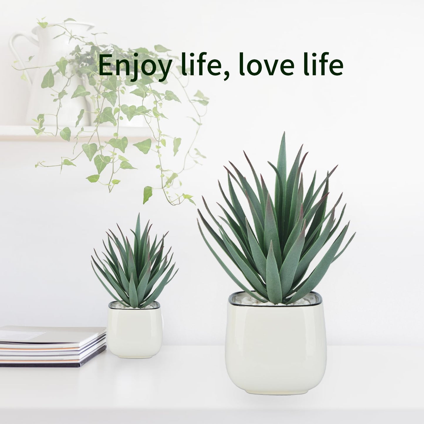 TOPSV Artificial Succulents in Pots - Small Fake Plants Mini Succulent Agave Faux Plants Indoor for Boho Bathroom Decor, Bedroom, and Coffee Table Office Farmhouse Decoration