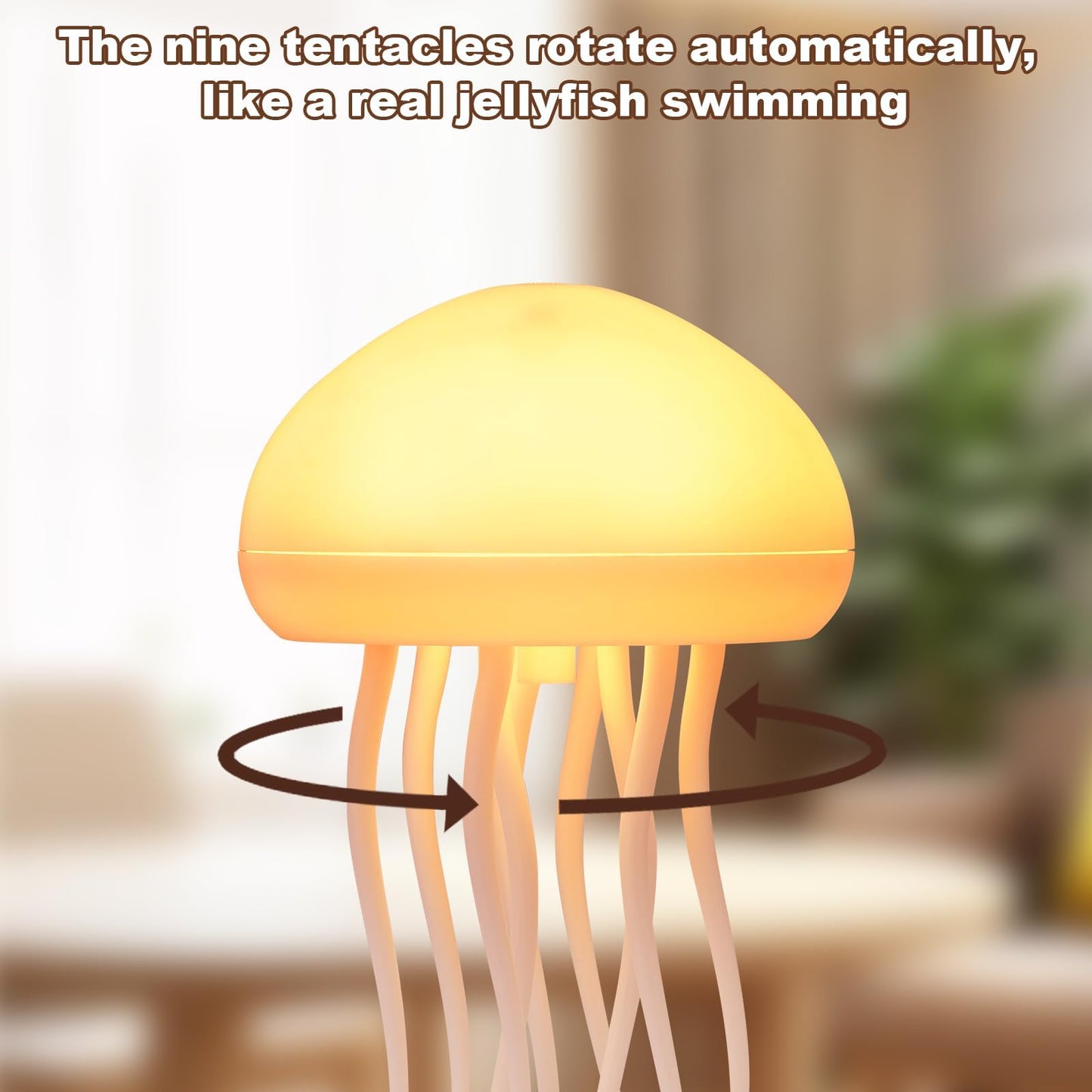 BomKra Jellyfish Lamp, Voice Control Jellyfish Lamp with Dancing Legs, RGB Gradient Jellyfish Bedside Lamp, Rechargeable Jellyfish Table Lamp with Touch Sensor, Christmas Gifts (Hanging + Base)