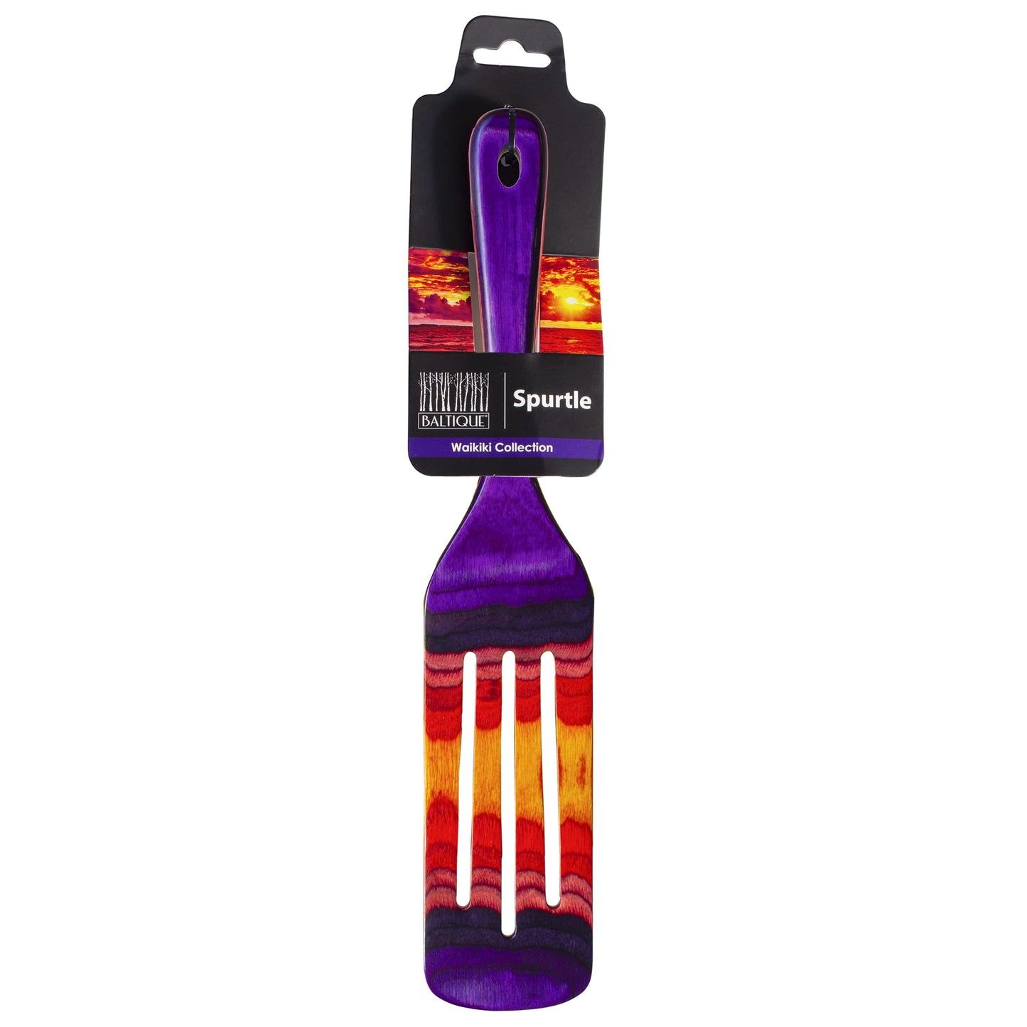 Baltique Waikiki 13 Inch Wooden Slotted Spurtle Spatula – Colorful Layered Birch Cooking Utensil for Stirring, Mixing & Serving