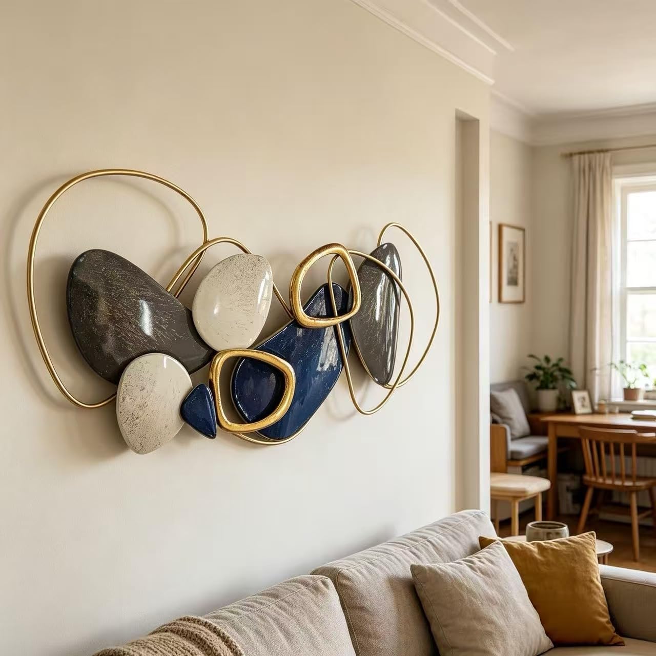Roivikis Large Metal Wall Art Decor, 3D Abstract Stone-inspired Handcrafted Modern Wall Sculptures for Living Room, Bedroom, Entryway 41.4" x 19.7"
