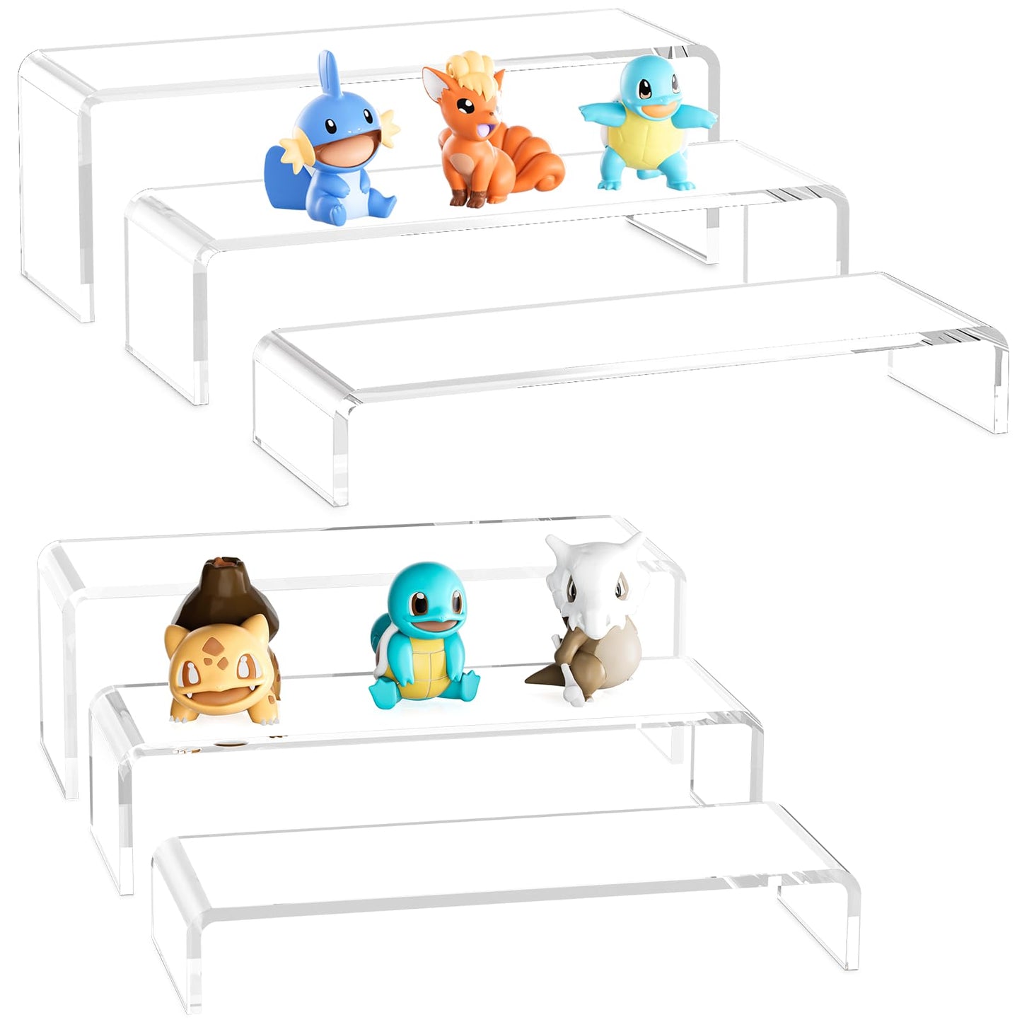 Acrylic Display Risers, 6 Pcs 12" Large Acrylic Risers Stand, 6Pcs 12" Large Acrylic Risers Thickened to 5mm Clear Rectangular Tiered Display Shelf for Cupcake Jewelry Gemstone Curio Figurines Collectibles