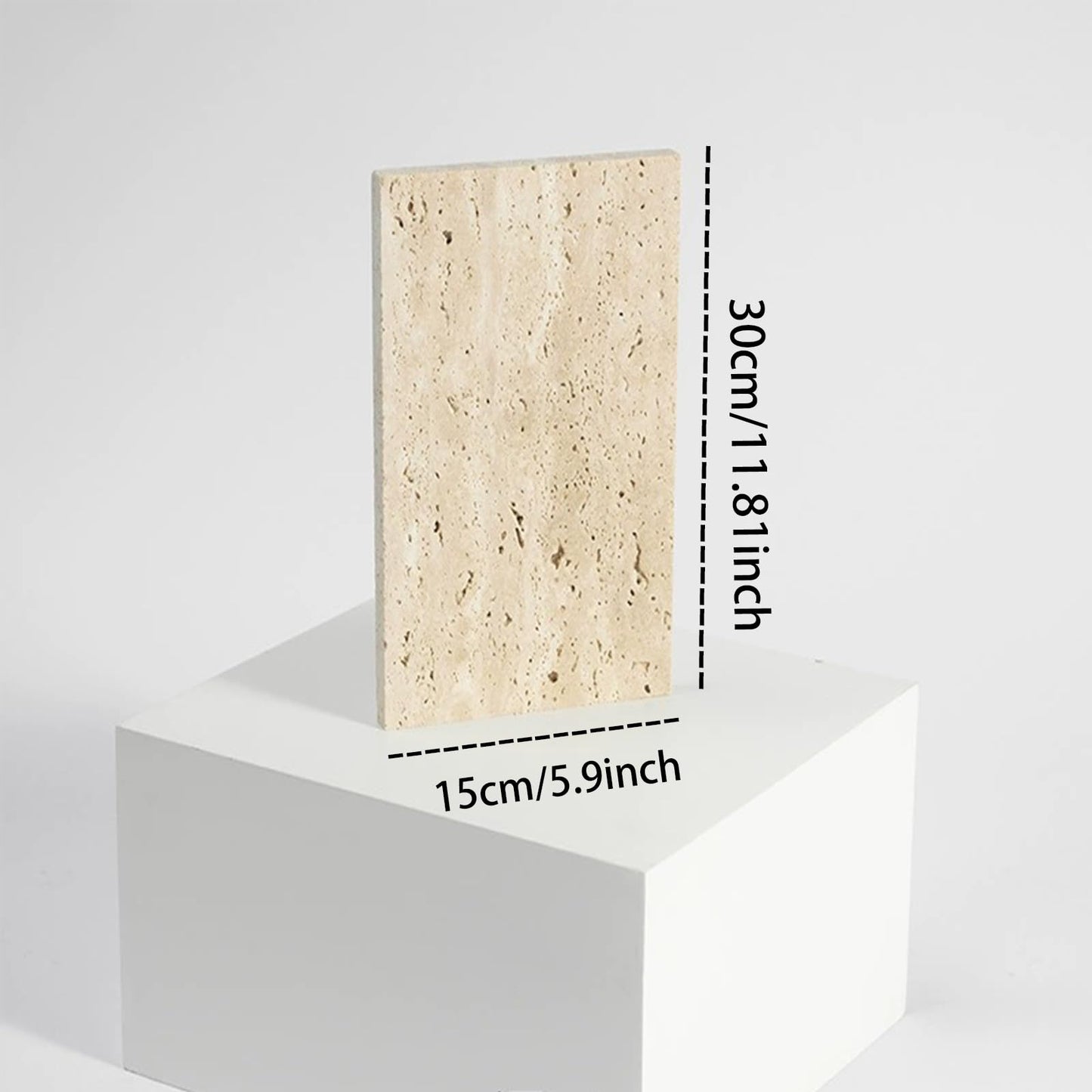 Artisanal Abode Natural Travertine Stone Display Tiles, Decorative Photography Props for Jewelry, Cosmetics, Home Decor, Beige Stone Blocks (15cm*30cm)