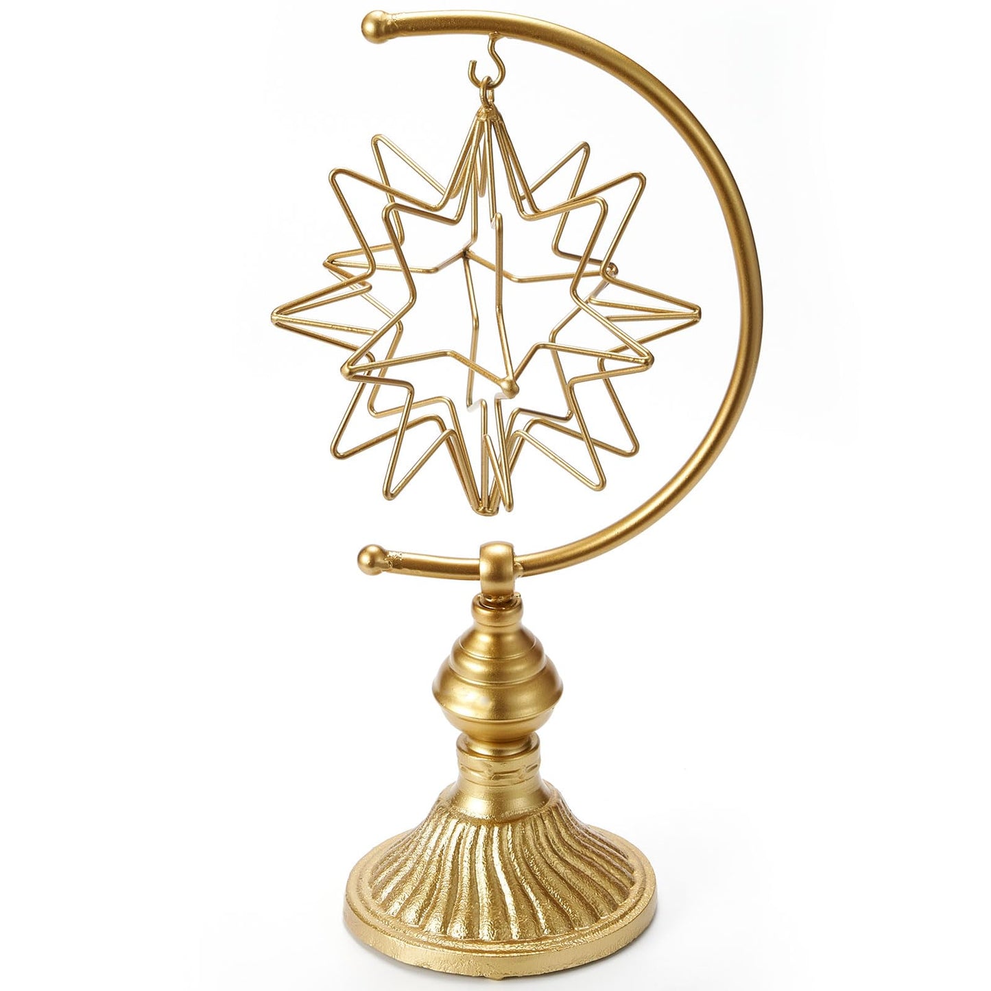 HLQMFHT 5.6" W x 16.3" H Metal Geometric Abstract Sculpture on Cast Iron Base,Metal Geometric Sculpture Decor Sphere, Tabletop,Living Room,Study,Bedroom,Home Decor