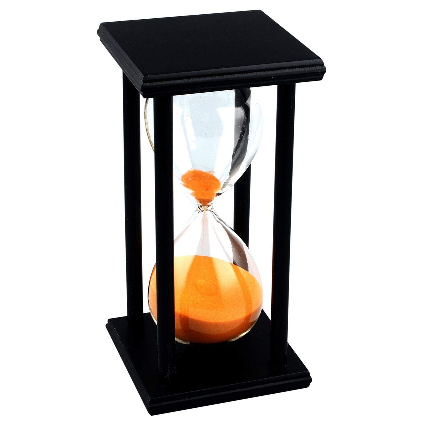 Sandglass 60 Minutes Timer Hourglass for Ornament Decoration Restaurant Living Room Home Closet Office Desk Bedroom Party Festival Christmas Wooden Frame Sand Timer Clock Orange